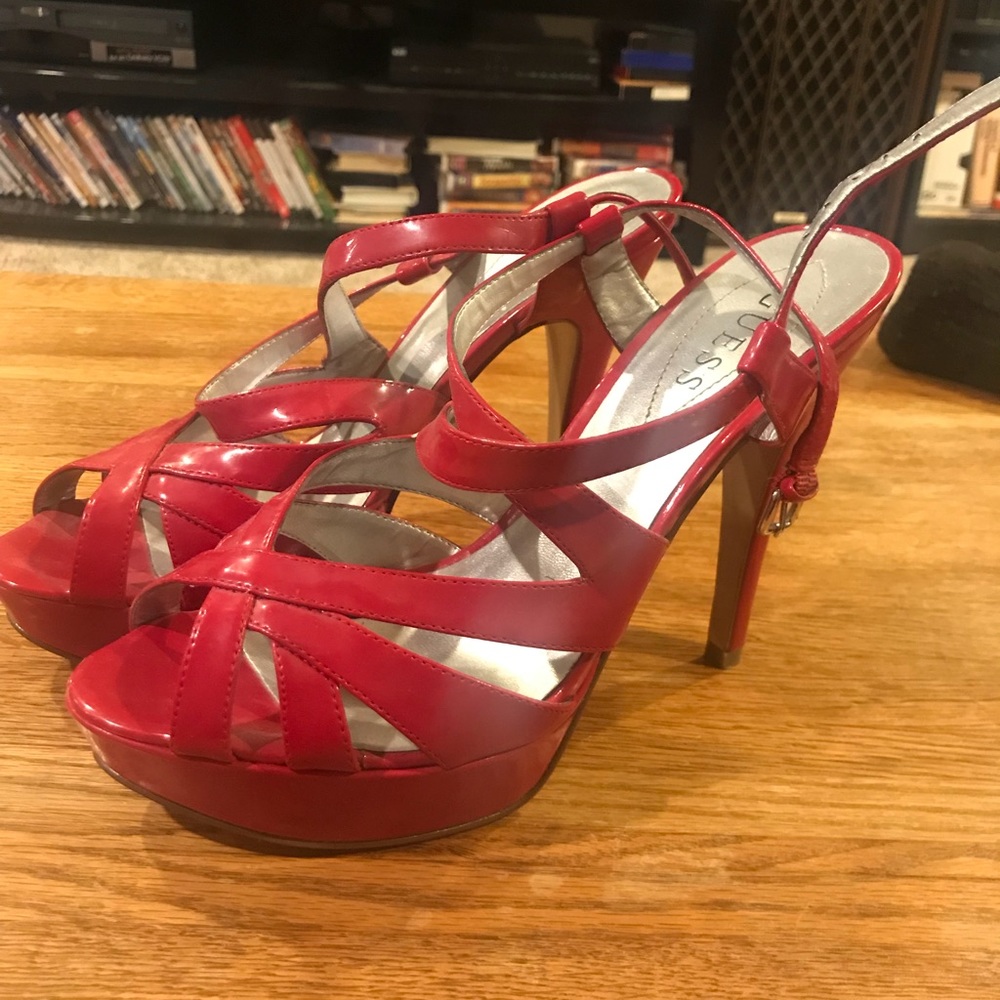 Red platform heels